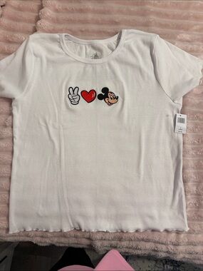 White Mickey Heart Graphic Tee